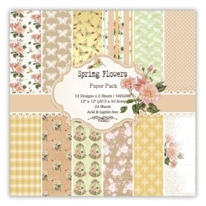 Spring Flowers Scrapbook Paper (Pack of 24 sheets) - 6 by 6 inch