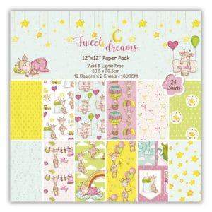 Sweet Dreams Scrapbook Paper (Pack of 24 sheets) - 12 by 12 inch