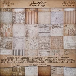 Tim Holtz Idealogy paper pad - French Industrial (12 by 12 inch) - 36 sheets