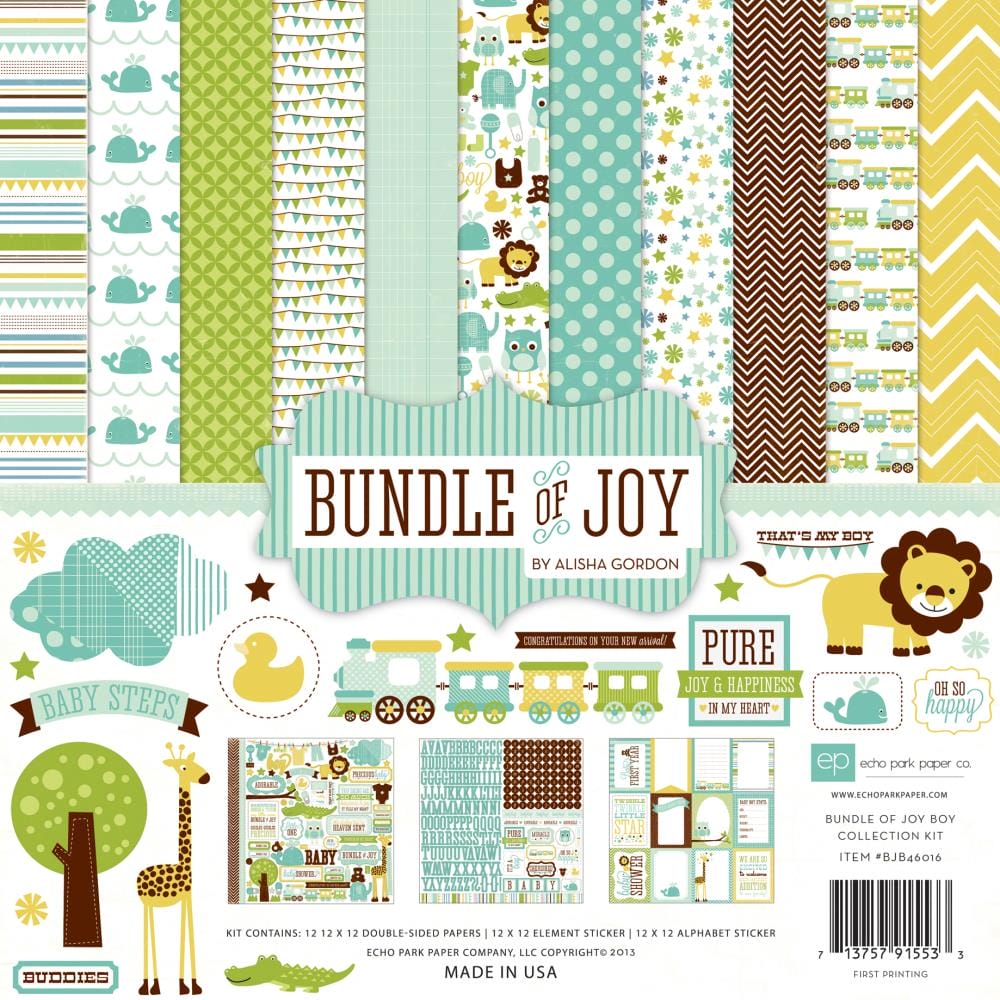 EchoPark paper pad - Bundle of Joy Boy Collection Kit (12 by 12 inch) bundle of joy echo park collection kit 12by12 boy EchoPark paper pad - Bundle of Joy Boy Collection Kit (12 by 12 inch)