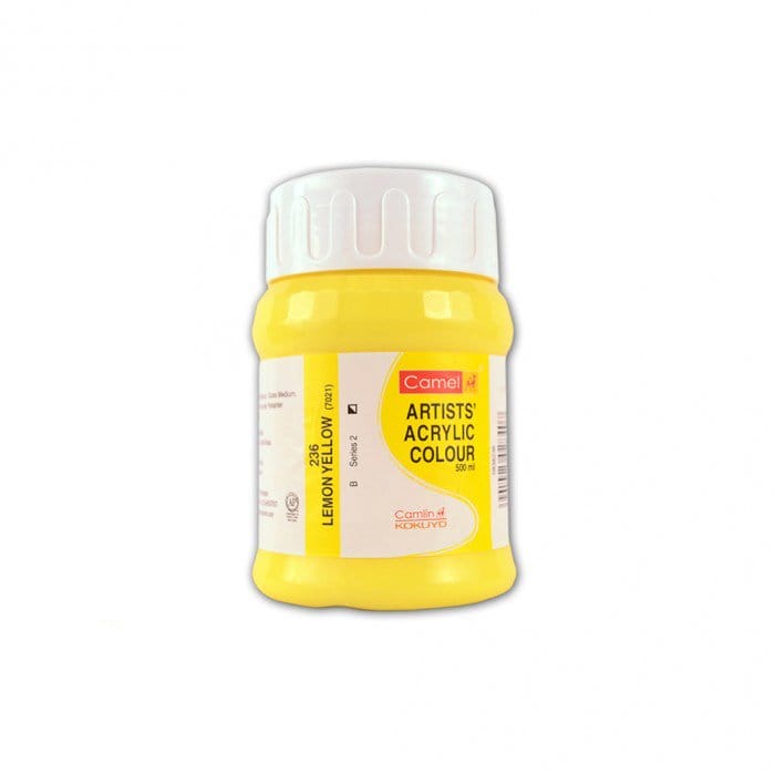 Camel Artist Acrylic Colour 500ml Jar - Lemon Yellow camel acrylic color lemon yellow Camel Artist Acrylic Colour 500ml Jar - Lemon Yellow