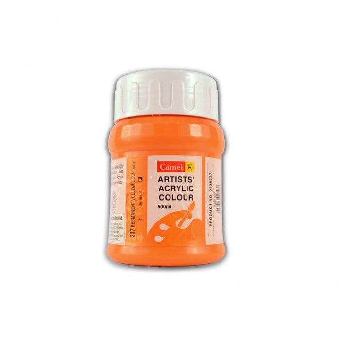 Camel Artist Acrylic Colour 500ml Jar - Permanent Yellow Deep camel acrylic color permanent yellow deep Camel Artist Acrylic Colour 500ml Jar - Permanent Yellow Deep