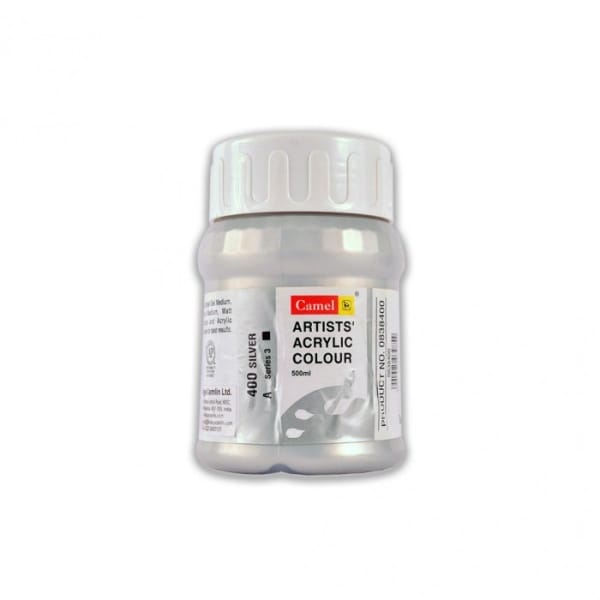 Camel Artist Acrylic Colour 500ml Jar - Silver