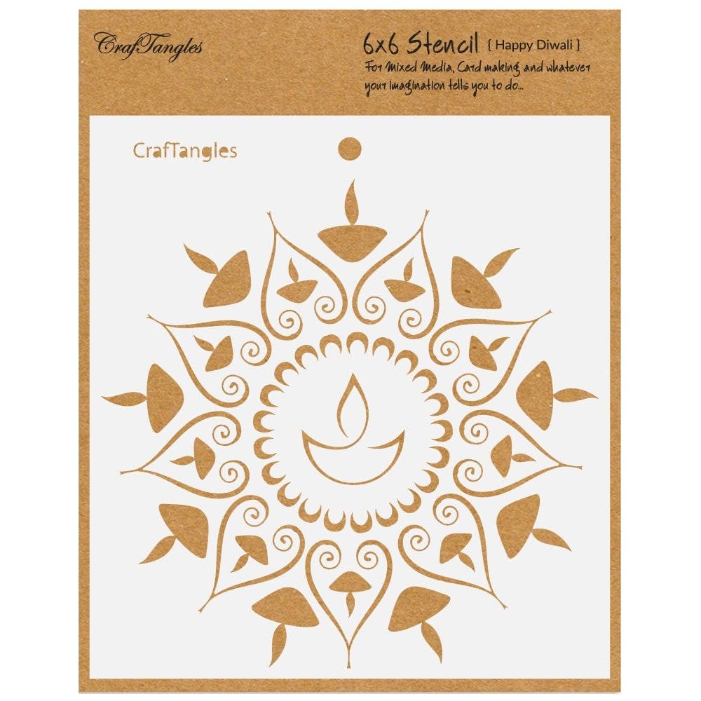 CrafTangles 6"x6" Stencil - Happy Diwali CTCS47 craftangles stencil happy diwali CrafTangles 6"x6" Stencil - Happy Diwali