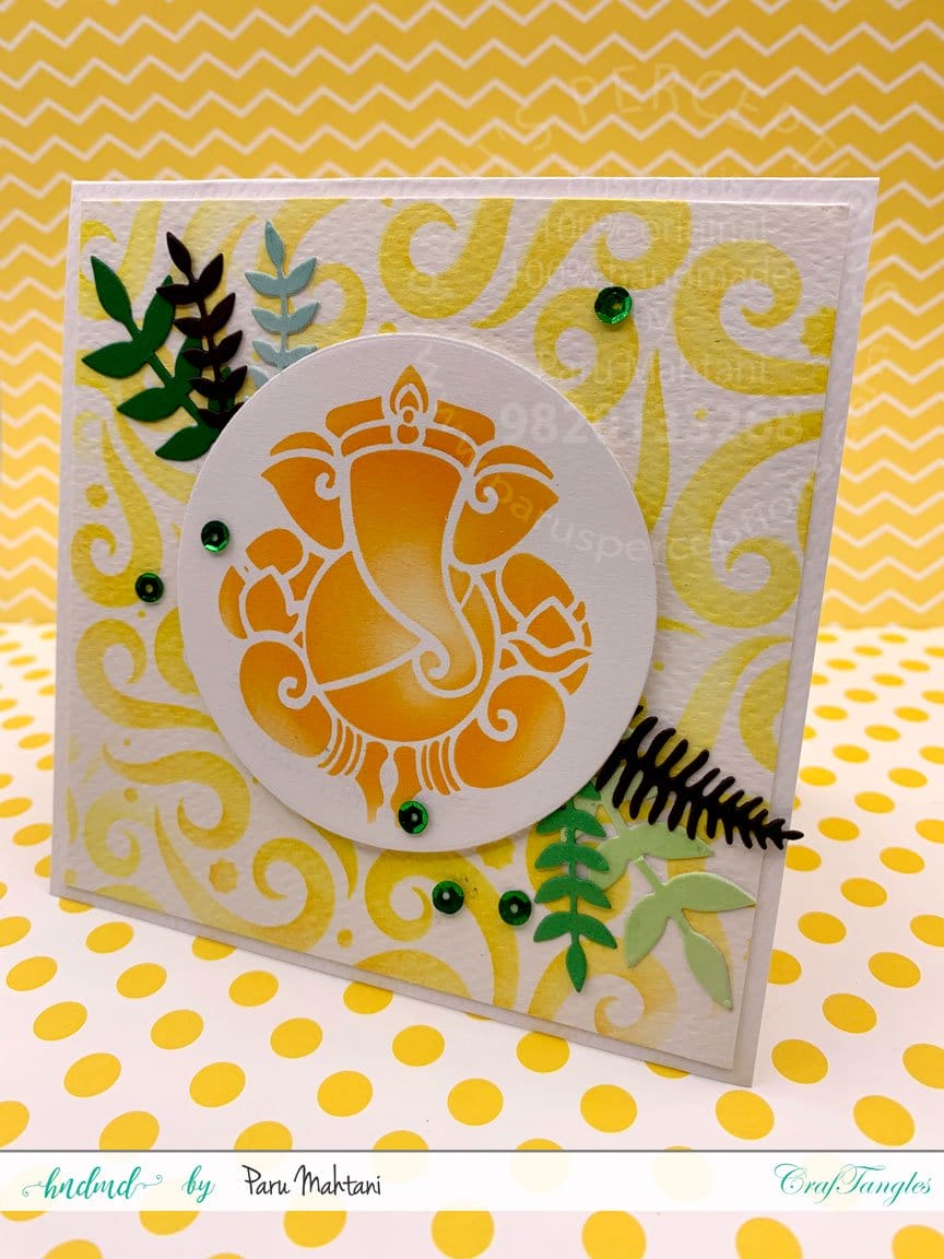 CrafTangles 6"x6" Stencil - Swirly Circle Paru Diwali Cards 5 Paru_Diwali_Cards_5