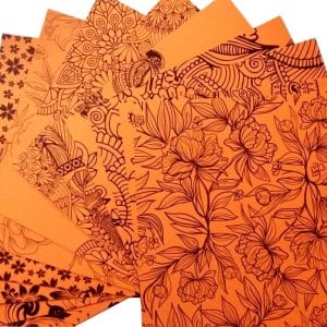 CrafTangles Cardstock Pack - Florals (Orange) - 12" by 12" (250 gsm)