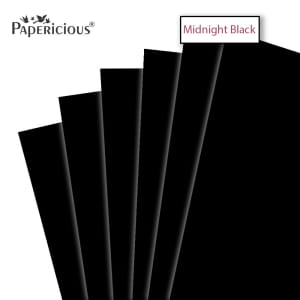 Papericious Midnight Black cardstock (Set of 10 sheets) - 12" by 12" (250 gsm)