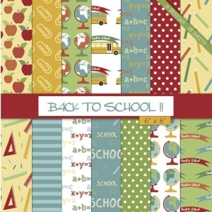Back to School Scrapbook Paper (Pack of 28 sheets) - 6 by 6 inch