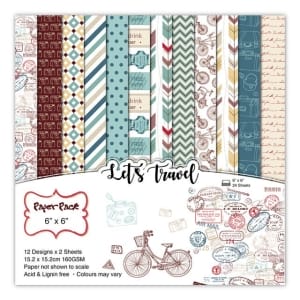 Lets Travel Scrapbook Paper (Pack of 24 sheets) - 6 by 6 inch