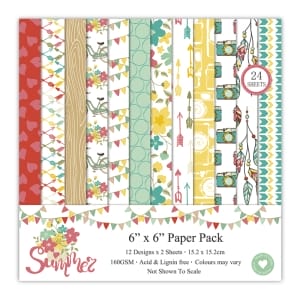 Summer Scrapbook Paper (Pack of 24 sheets) - 6 by 6 inch