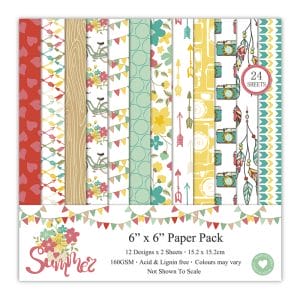 Summer Scrapbook Paper (Pack of 24 sheets) - 6 by 6 inch