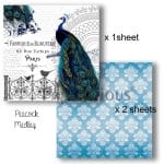 Papericious Decoupage Paper Pack  - Peacock (6 by 6 inch) - 3 sheets