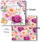 Papericious Decoupage Paper Pack  - Pretty Peonies (6 by 6 inch) - 3 sheets