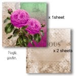 Papericious Decoupage Paper Pack  - Purple Garden (8 by 8 inch) - 3 sheets