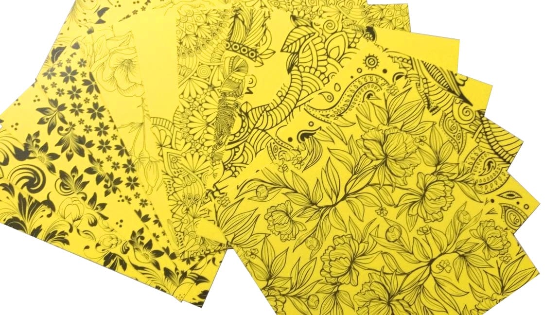 CrafTangles Cardstock Pack - Florals (Yellow) - 8" by 8" (250 gsm) yellow CrafTangles Cardstock Pack - Florals (Yellow) - 12" by 12" (250 gsm)