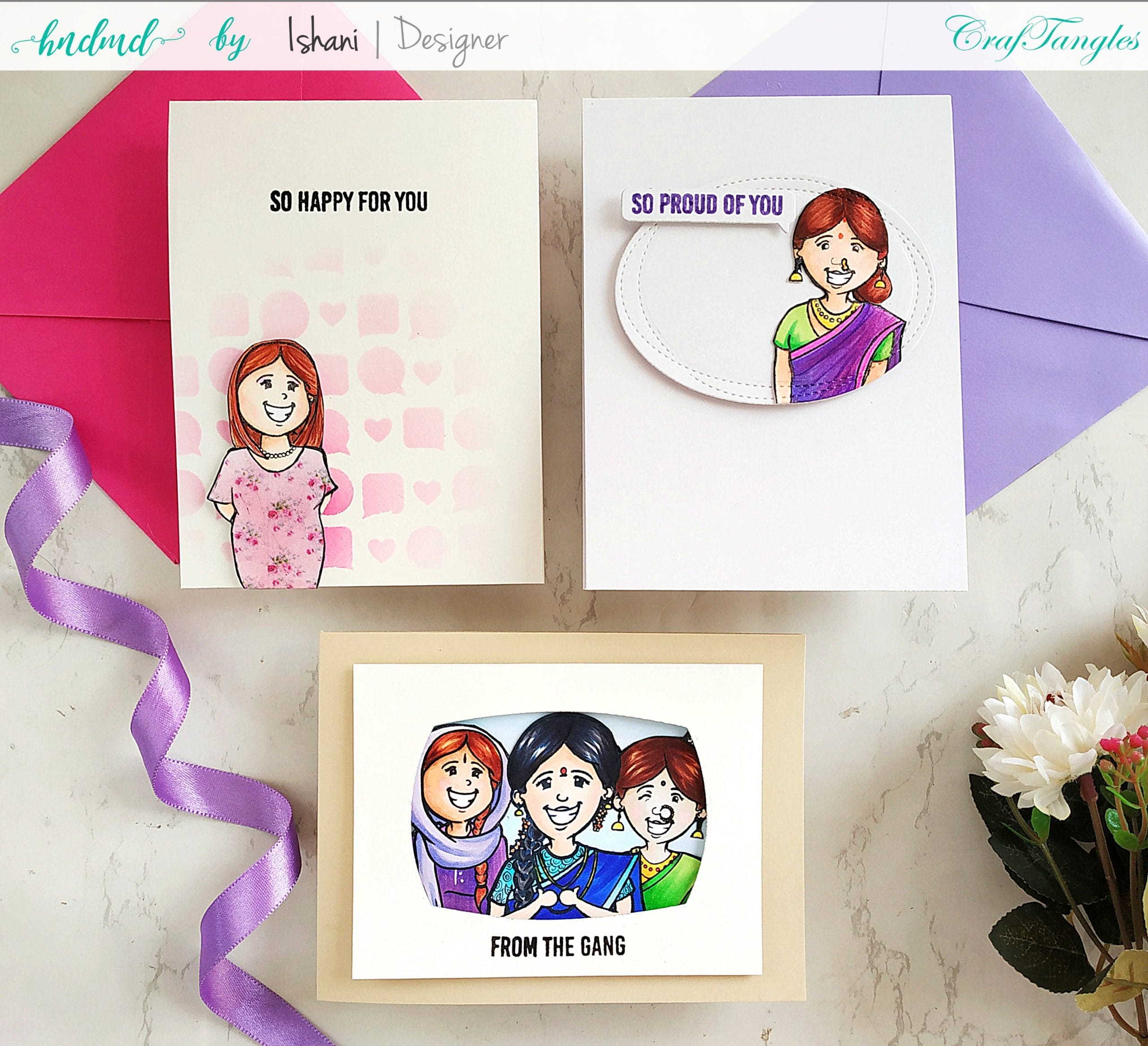 CrafTangles Photopolymer Stamps - People of India Ishani Cards March 2020 1 Ishani_Cards_March_2020_1