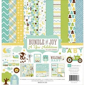 EchoPark paper pad - Bundle of Joy New Addition Boy Collection Kit (12 by 12 inch)