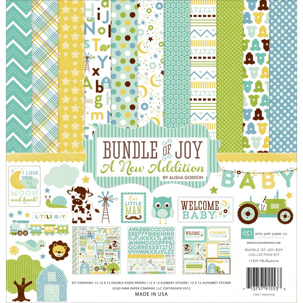 EchoPark paper pad - Bundle of Joy New Addition Boy Collection Kit (12 by 12 inch)