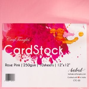 CrafTangles cardstock 12" by 12" (250 gsm) (Set of 10 sheets) - Rose Pink