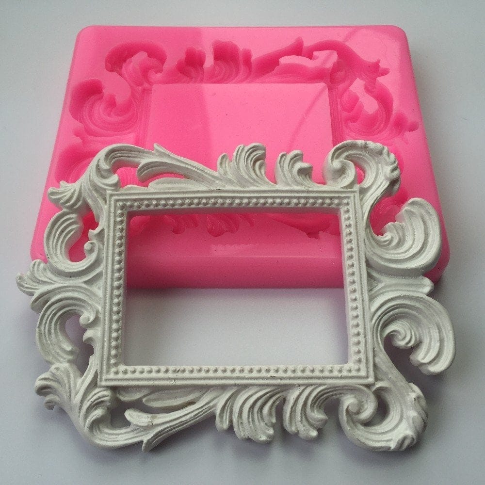 Rectangle Swirl Frame Silicone Clay Mould CAMOLD346 swirl Rectangle frame silicone mold Rectangle Swirl Frame Silicone Clay Mould