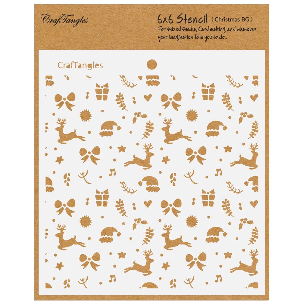 CrafTangles 6"x6" Stencil - Christmas Background CTCS51 craftangles stencils christmas background CrafTangles 6"x6" Stencil - Christmas Background