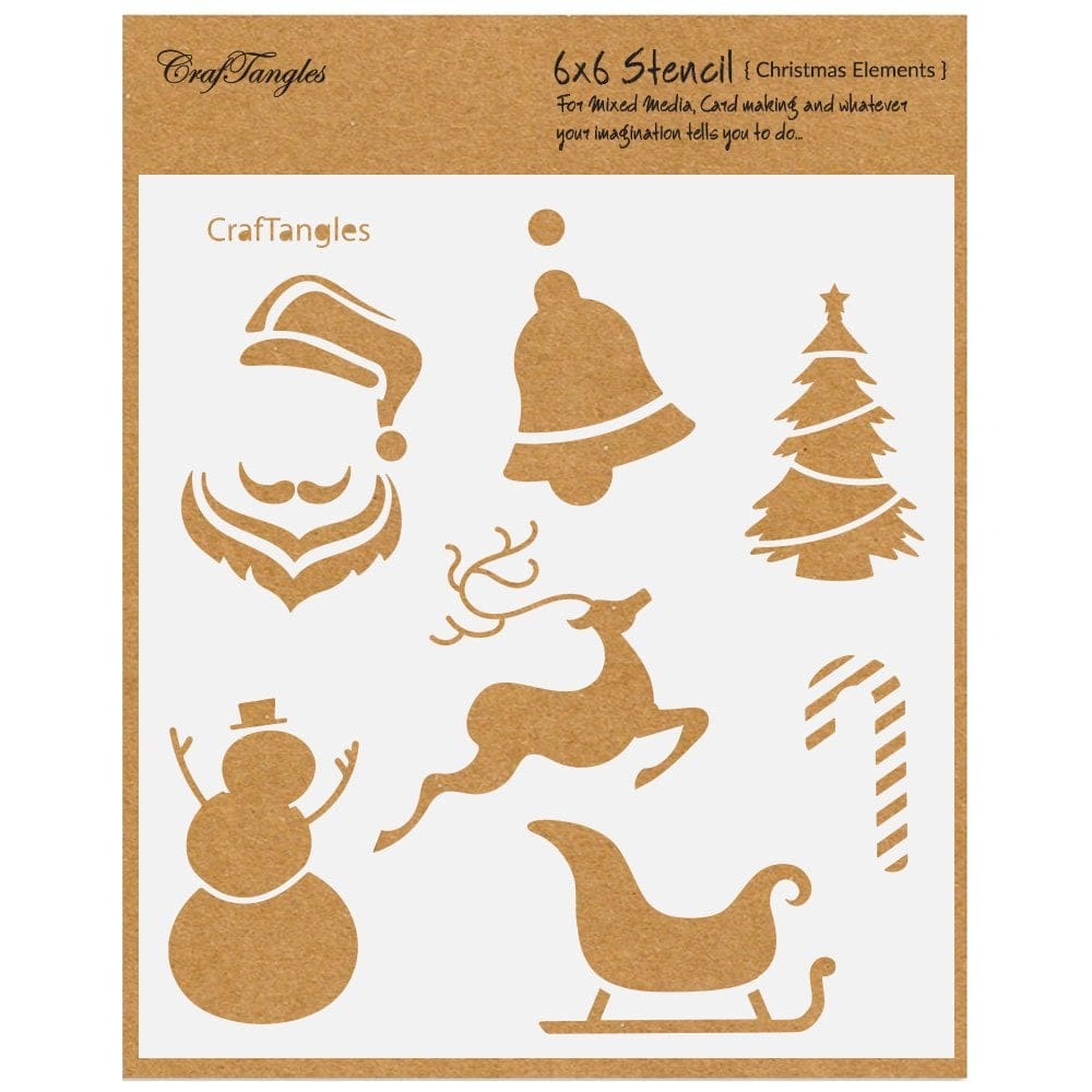 CrafTangles 6"x6" Stencil - Christmas Elements CTCS54 craftangles stencils christmas elements CrafTangles 6"x6" Stencil - Christmas Elements