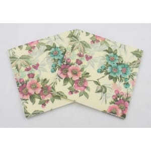 A pack of 12 by 12 inch Decoupage Napkins(5 pcs) - Florals with Cream background