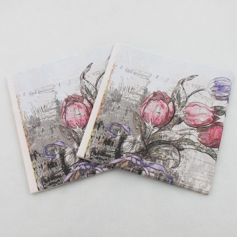 A pack of 12 by 12 inch Decoupage Napkins(5 pcs) - Vintage Scene