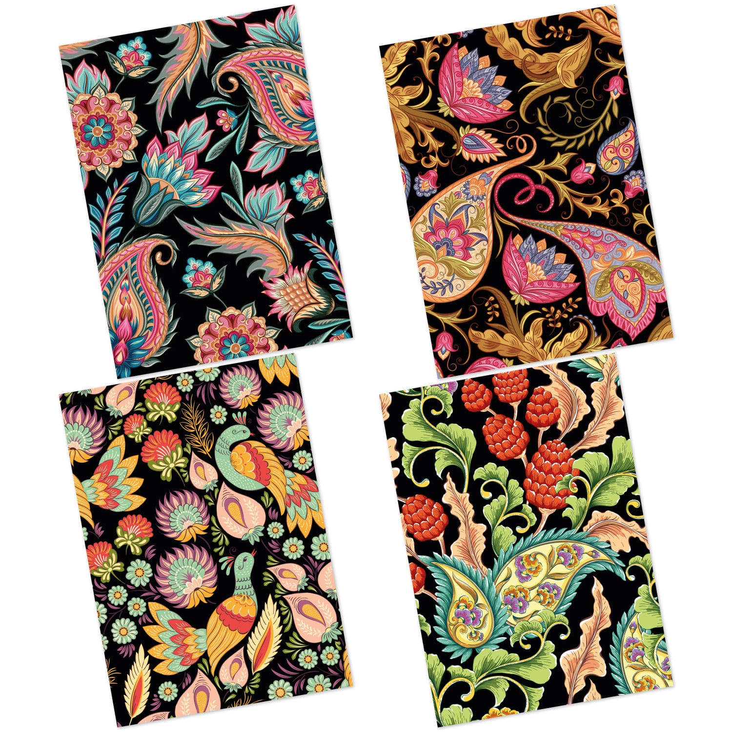 CrafTangles Decoupage Paper Pack - Floral Exotica Black Edition (A4) - 4 sheets Floral Exotica Black Edition Amazon 4 Images Floral-Exotica-Black-Edition-Amazon-4-Images