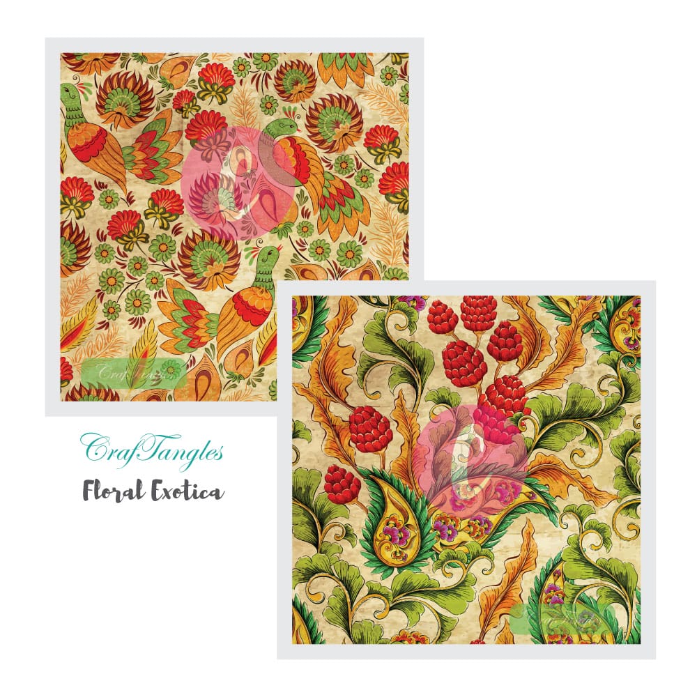 CrafTangles Decoupage Paper Pack - Floral Exotica (12 by 12 inch) - 4 sheets Floral Exotica Decoupage Cover 12x12 3 and 4 Floral-Exotica-Decoupage-Cover-12x12-3-and-4
