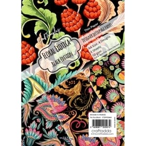 CrafTangles Decoupage Paper Pack  - Floral Exotica Black Edition (A4) - 4 sheets