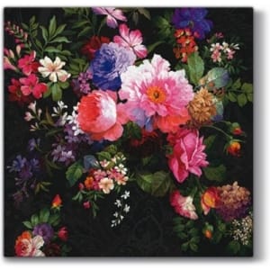 A pack of 12 by 12 inch Decoupage Napkins(5 pcs) - Black Florals