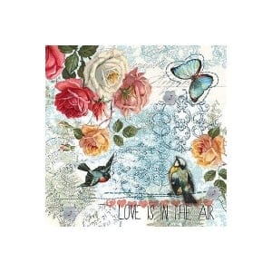 A pack of 12 by 12 inch Decoupage Napkins(5 pcs) - Love Is In the Air
