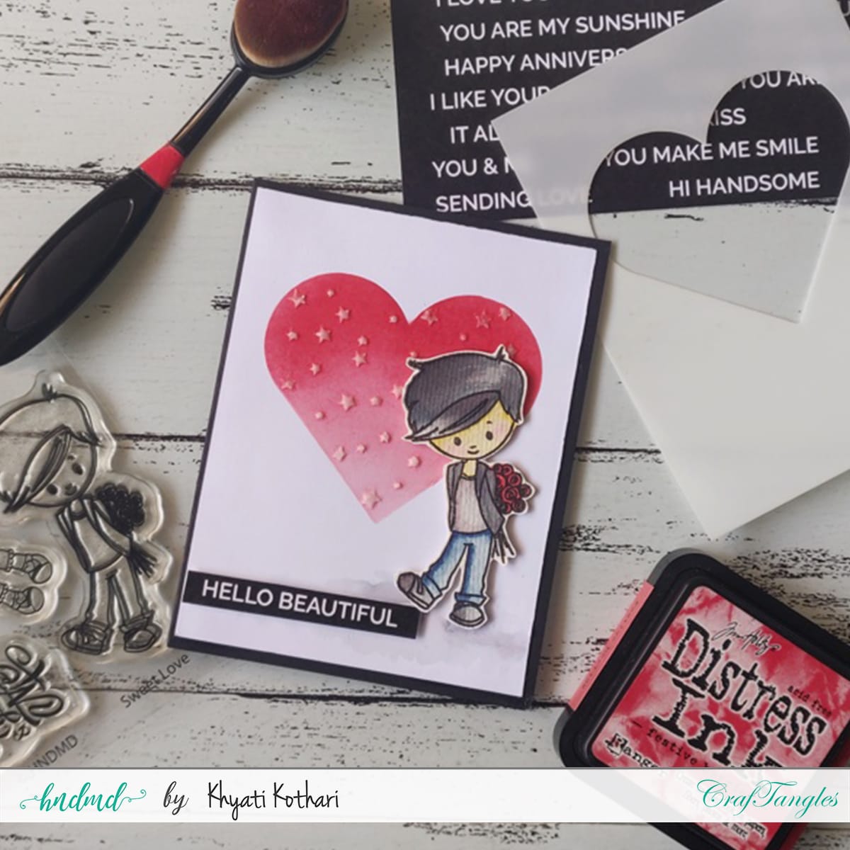 CrafTangles ink blending Brushes (Pack of 3 brushes) Sweet love valentine card 2 Sweet_love_valentine_card_2