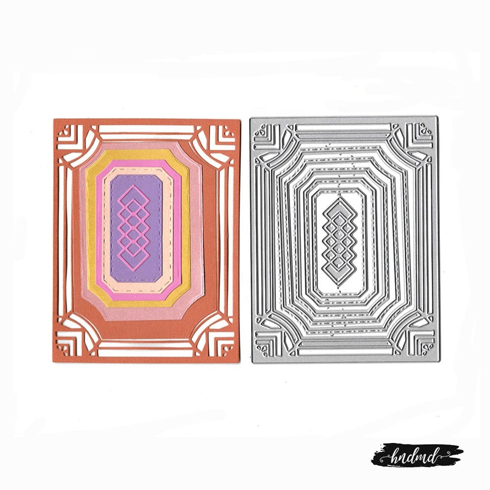 Steel Dies - Ornate Rectangle Frame (Set of 7 dies) XY652 steel cutting dies CraftAdda Steel Dies - Ornate Rectangle Frame (Set of 7 dies)