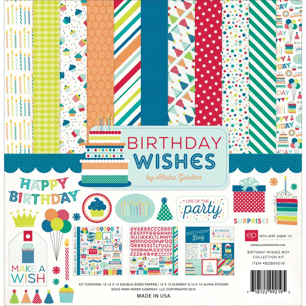 EchoPark paper pad - Birthday Wishes - Boy (12 by 12 inch) echo park 12by12 colleciton birthday wishes boy EchoPark paper pad - Birthday Wishes - Boy (12 by 12 inch)