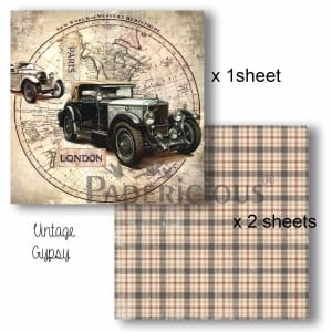 Papericious Decoupage Paper Pack - Gypsy (6 by 6 inch) - 3 sheets