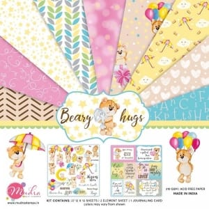 Mudra Paper Pack - Beary Hugs (12 by 12 patterned paper)