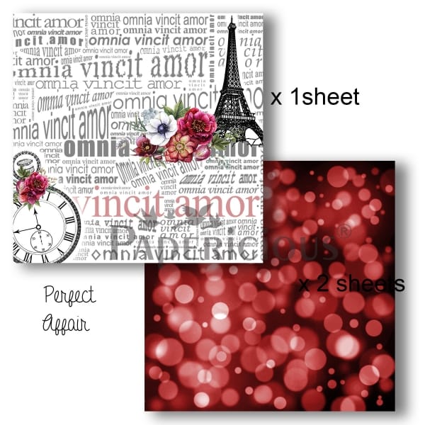Papericious Decoupage Paper Pack - Perfect Affair (6 by 6 inch) - 3 sheets