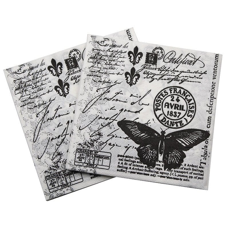 A pack of 12 by 12 inch Decoupage Napkins(5 pcs) - Vintage Writing / Script