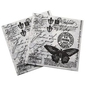 A pack of 12 by 12 inch Decoupage Napkins(5 pcs) - Vintage Writing / Script