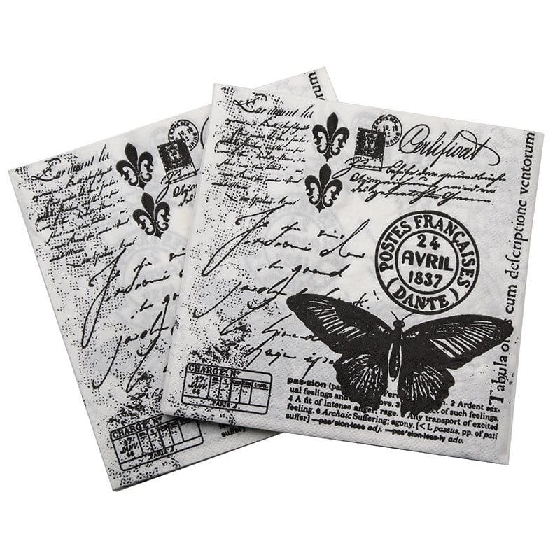 A pack of 12 by 12 inch Decoupage Napkins(5 pcs) - Vintage Writing / Script