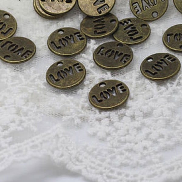 Love Round Metal Charms (10 pcs) CAMC 143 love metal charms Love Round Metal Charms (10 pcs)