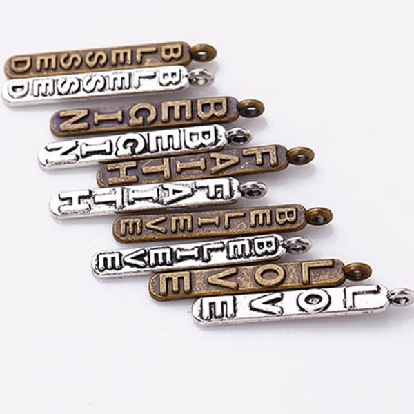 Everyday words metal charms - pack of 5