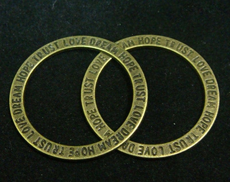 Hope Love circle Metal charm or Pendant - pack of 5
