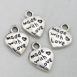 Made with Love metal charms - pack of 10
