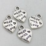 Made with Love metal charms - pack of 10