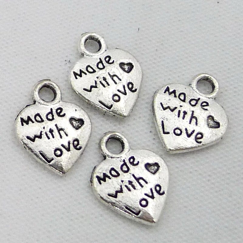 Made with Love metal charms - pack of 10