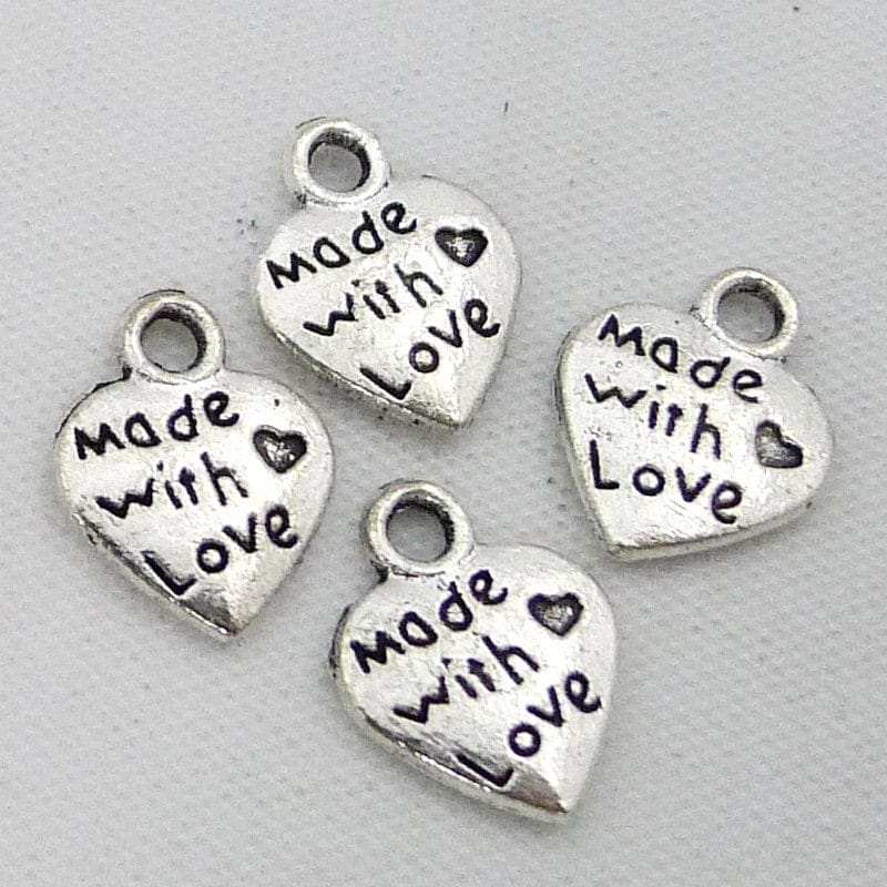 Made with Love metal charms - pack of 10 CAMC 183 made with love metal charms Made with Love metal charms - pack of 10