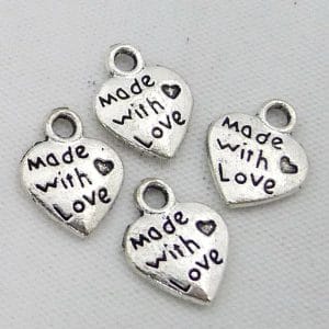 Made with Love metal charms - pack of 10